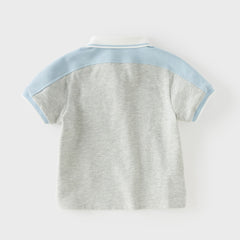 Dave&Bella Summer Toddler Boys Light Grey Short Sleeve Stretchable Soft Preppy Polos