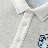 Dave&Bella Summer Toddler Boys Light Grey Short Sleeve Stretchable Soft Preppy Polos