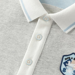 Dave&Bella Summer Toddler Boys Light Grey Short Sleeve Stretchable Soft Preppy Polos