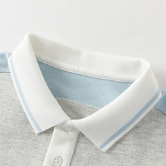 Dave&Bella Summer Toddler Boys Light Grey Short Sleeve Stretchable Soft Preppy Polos