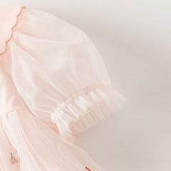 Dave&Bella Toddler Girls Summer Cute Pink Love Print Lightweight Mesh Dress(wallet bag)