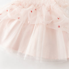 Dave&Bella Toddler Girls Summer Cute Pink Love Print Lightweight Mesh Dress(wallet bag)