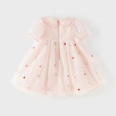 Dave&Bella Toddler Girls Summer Cute Pink Love Print Lightweight Mesh Dress(wallet bag)