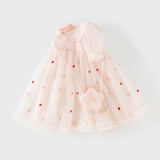 Dave&Bella Toddler Girls Summer Cute Pink Love Print Lightweight Mesh Dress(wallet bag)