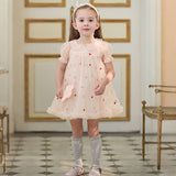 Dave&Bella Toddler Girls Summer Cute Pink Love Print Lightweight Mesh Dress(wallet bag)