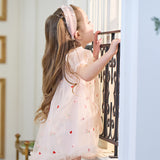 Dave&Bella Toddler Girls Summer Cute Pink Love Print Lightweight Mesh Dress(wallet bag)