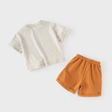 Dave&Bella Summer Toddler Boys Casual Apricot Animal Print Stretchable Top Shorts Sets