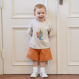 Dave&Bella Summer Toddler Boys Casual Apricot Animal Print Stretchable Top Shorts Sets
