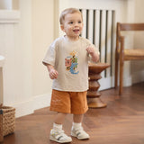 Dave&Bella Summer Toddler Boys Casual Apricot Animal Print Stretchable Top Shorts Sets