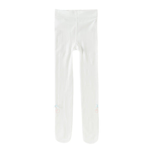 Dave&Bella Kids Girls Summer White Bow Slim Stretchable Footed Tights Leggings