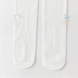Dave&Bella Kids Girls Summer White Bow Slim Stretchable Footed Tights