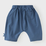 Dave&Bella Summer Toddler Boys Blue/Khaki Whale Print Daily Comfortable Capri Pants