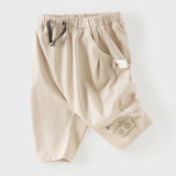 Dave&Bella Summer Toddler Boys Blue/Khaki Whale Print Daily Comfortable Capri Pants