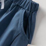 Dave&Bella Summer Toddler Boys Blue/Khaki Whale Print Daily Comfortable Capri Pants