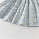 Dave&Bella Toddler Girls Summer Grey Blue Floral Flutter Sleeve Cotton Soft Daily Dress