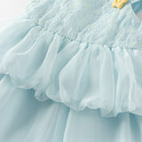Dave&Bella Summer Toddler Girls Bule Elegant Mesh Party A-Line Sleeveless Princess Dress