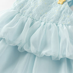Dave&Bella Summer Toddler Girls Bule Elegant Mesh Party A-Line Sleeveless Princess Dress