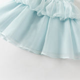 Dave&Bella Summer Toddler Girls Bule Elegant Mesh Party A-Line Sleeveless Princess Dress