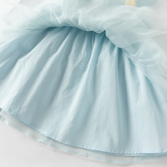 Dave&Bella Summer Toddler Girls Bule Elegant Mesh Party A-Line Sleeveless Princess Dress