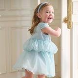 Dave&Bella Summer Toddler Girls Bule Elegant Mesh Party A-Line Sleeveless Princess Dress