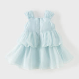 Dave&Bella Summer Toddler Girls Bule Elegant Mesh Party A-Line Sleeveless Princess Dress