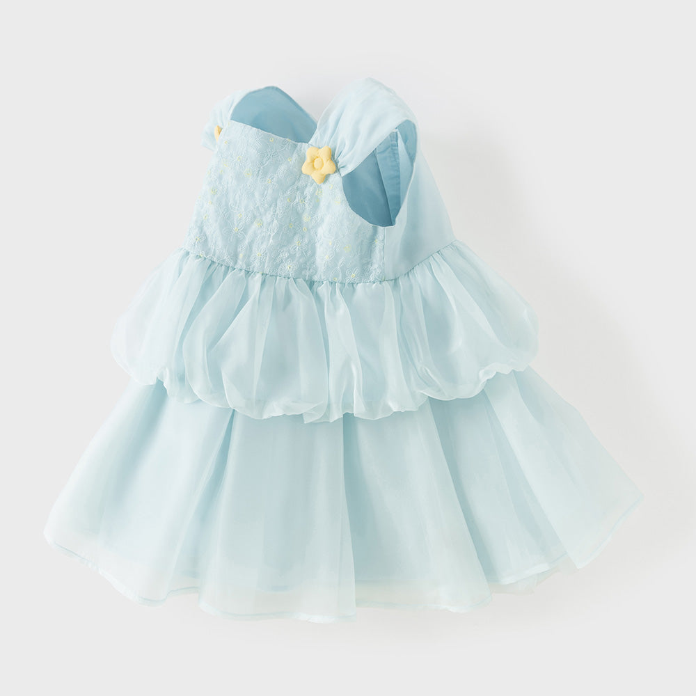 Dave&Bella Summer Toddler Girls Bule Elegant Mesh Party A-Line Sleeveless Princess Dress