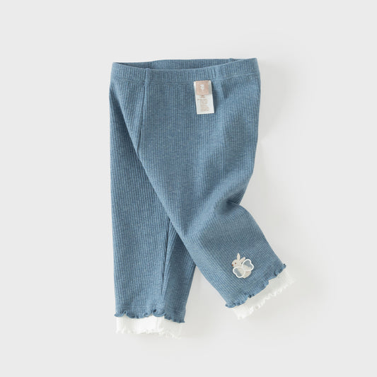 Dave&Bella Summer Toddler Girls Blue/Light Grey Stretchable Slim Comfortable Pants