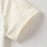 Dave&Bella Summer Toddler Boys Light Yellow Cute Cartoon Print Cotton Breathable T-shirts