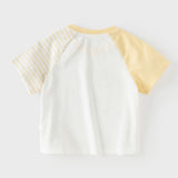 Dave&Bella Summer Toddler Boys Light Yellow Cute Cartoon Print Cotton Breathable T-shirts
