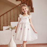 Dave&Bella Summer Toddler Girls Pearl White Sleeveless Mesh Princess Strappy Dress (Copy)-1
