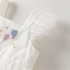 Dave&Bella Summer Toddler Girls Pearl White Sleeveless Mesh Princess Strappy Dress