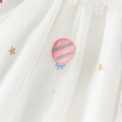 Dave&Bella Summer Toddler Girls Pearl White Sleeveless Mesh Princess Strappy Dress