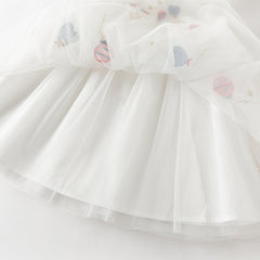 Dave&Bella Summer Toddler Girls Pearl White Sleeveless Mesh Princess Strappy Dress