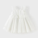 Dave&Bella Summer Toddler Girls Pearl White Sleeveless Mesh Princess Strappy Dress (Copy)-1