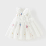 Dave&Bella Summer Toddler Girls Pearl White Sleeveless Mesh Princess Strappy Dress (Copy)-1
