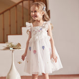 Dave&Bella Summer Toddler Girls Pearl White Sleeveless Mesh Princess Strappy Dress (Copy)-1