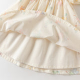 Dave&Bella Summer Toddler Girls Beige Cute Floral Print Soft Party A-line Dress