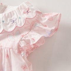 Dave&Bella Summer Toddler Girls Pink Butterfly Print Cute Doll Collar Soft A-line Party Dress