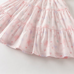 Dave&Bella Summer Toddler Girls Pink Butterfly Print Cute Doll Collar Soft A-line Party Dress