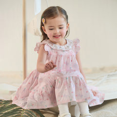 Dave&Bella Summer Toddler Girls Pink Butterfly Print Cute Doll Collar Soft A-line Party Dress