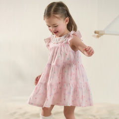 Dave&Bella Summer Toddler Girls Pink Butterfly Print Cute Doll Collar Soft A-line Party Dress