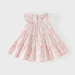 Dave&Bella Summer Toddler Girls Pink Butterfly Print Cute Doll Collar Soft A-line Party Dress