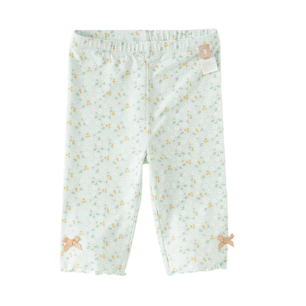 Dave&Bella Summer Toddler Girls Pink/Green Floral Print Lightweight Soft Leggings