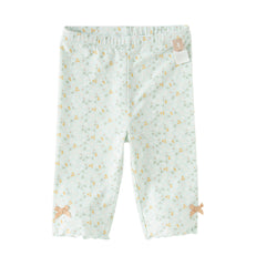 Dave&Bella Summer Toddler Girls Pink/Green Floral Print Lightweight Soft Leggings