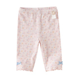 Dave&Bella Summer Toddler Girls Pink/Green Floral Print Lightweight Soft Leggings