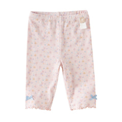 Dave&Bella Summer Toddler Girls Pink/Green Floral Print Lightweight Soft Leggings