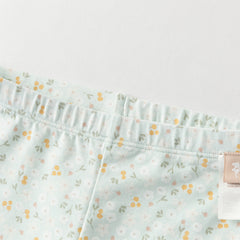 Dave&Bella Summer Toddler Girls Pink/Green Floral Print Lightweight Soft Leggings