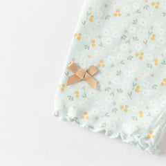 Dave&Bella Summer Toddler Girls Pink/Green Floral Print Lightweight Soft Leggings