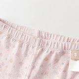 Dave&Bella Summer Toddler Girls Pink/Green Floral Print Lightweight Soft Leggings