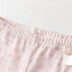 Dave&Bella Summer Toddler Girls Pink/Green Floral Print Lightweight Soft Leggings